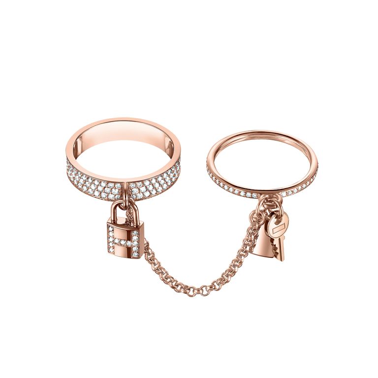 [Baslove]HM KELLY CLOCHETTE DOUBLE RING IN ROSE GOLD WITH DIAMONDS