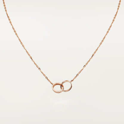 [AURORA]LOVE DOUBLE RING HALF DIAMOND NECKLACE