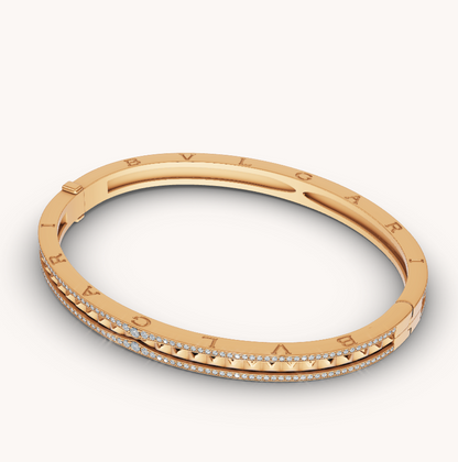 [Baslove]ZERO 1 SPIRAL AND PAVED DIAMOND GOLD BRACELET