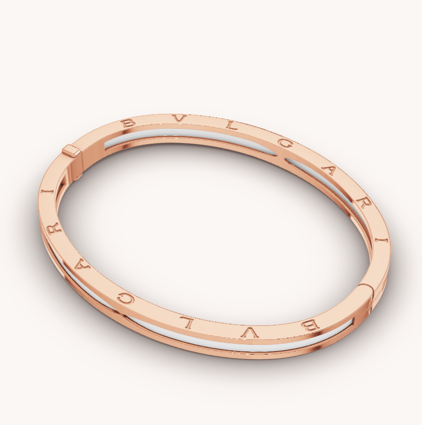 [Baslove]ZERO 1 PINK GOLD WITH WHITE CERAMIC BRACELET