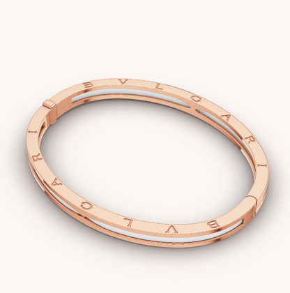 [Baslove]ZERO 1 PINK GOLD WITH WHITE CERAMIC BRACELET