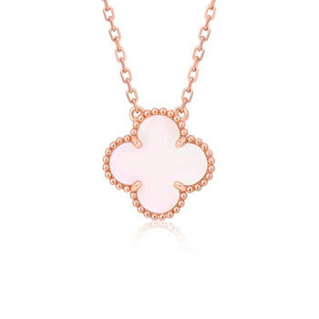 [Baslove]CLOVER 15MM PINK MOTHER-OF-PEARL SINGLE FLOWER NECKLACE