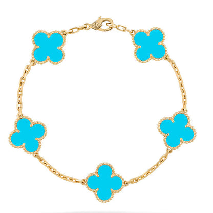 [Baslove]CLOVER 5 MOTIFS TURQUOISE BRACELET