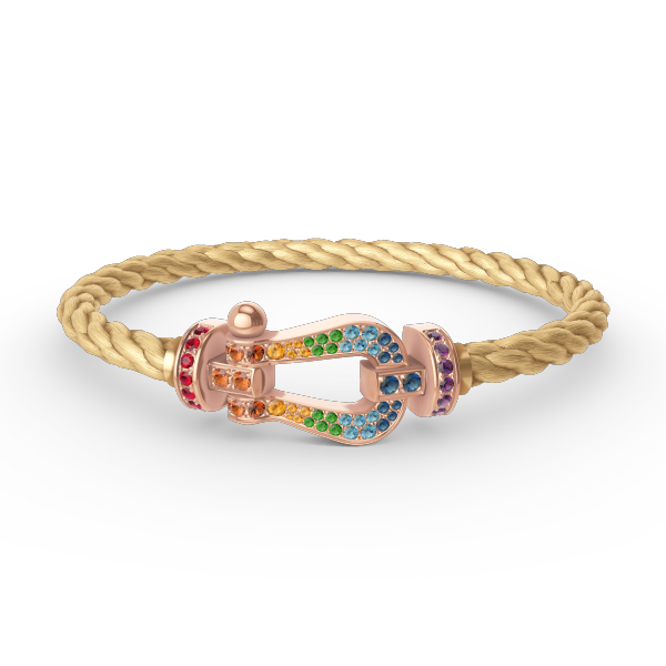 [Baslove]FORCE LARGE HORSESHOE  COLORED DIAMOND BRACELET ROSE GOLD