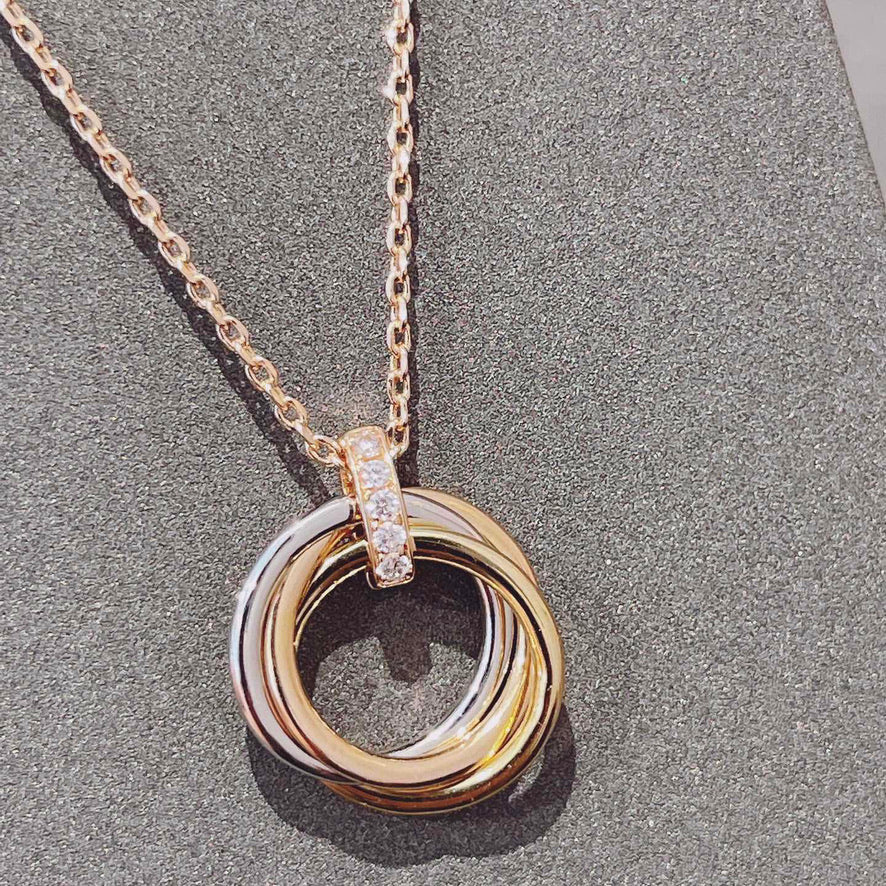 [Baslove]TRINITY NECKLACE GOLD  DIAMONDS