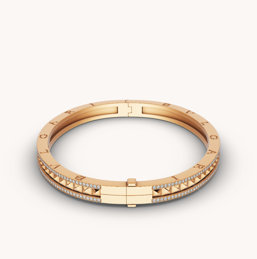 [Baslove]ZERO 1 SPIRAL AND PAVED DIAMOND GOLD BRACELET