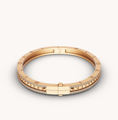 [Baslove]ZERO 1 SPIRAL AND PAVED DIAMOND GOLD BRACELET