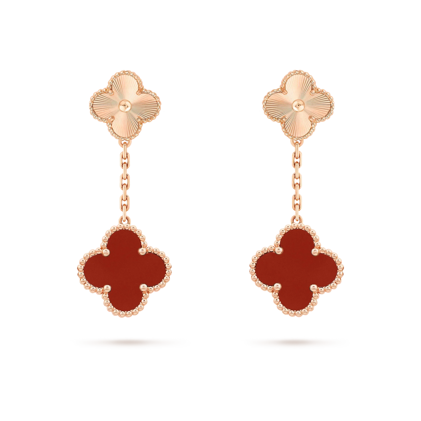 [Baslove]CLOVER 2 MOTIF  LASER CARNELIAN EARRINGS