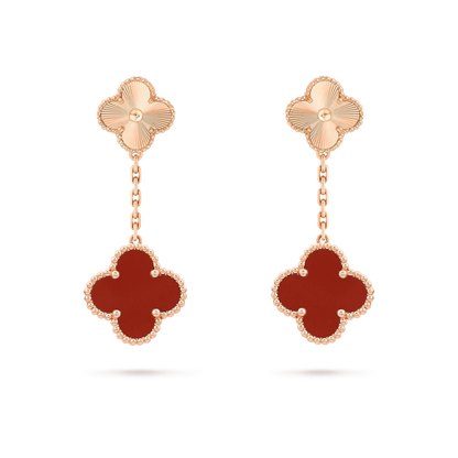 [Baslove]CLOVER 2 MOTIF  LASER CARNELIAN EARRINGS