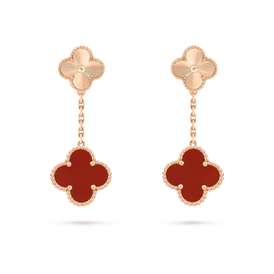 [Baslove]CLOVER 2 MOTIF  LASER CARNELIAN EARRINGS