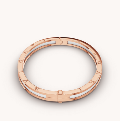 [Baslove]ZERO 1 PINK GOLD WITH WHITE CERAMIC BRACELET