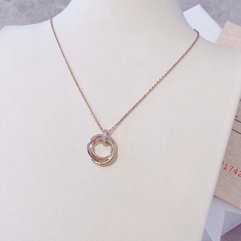 [Baslove]TRINITY NECKLACE GOLD  DIAMONDS