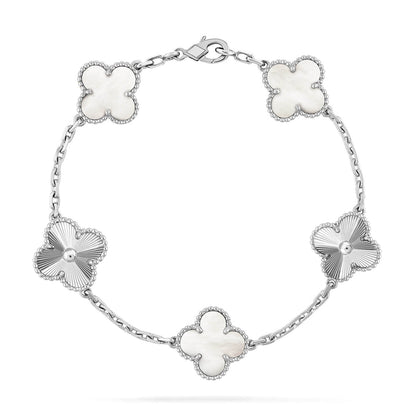 [AURORA]CLOVER WHITE PEARL MOP 5 MOTIF BRACELET COLLECTION
