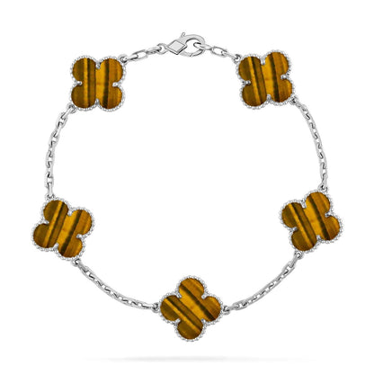 [AURORA]CLOVER 5 MOTIFS TIGER EYE BRACELET COLLECTION