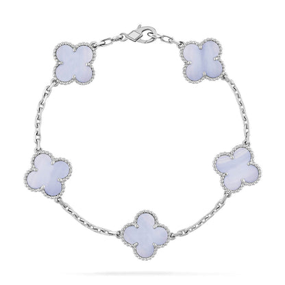 [AURORA] CLOVER 5 MOTIF PURPLE CHALCEDONY BRACELET COLLECTION