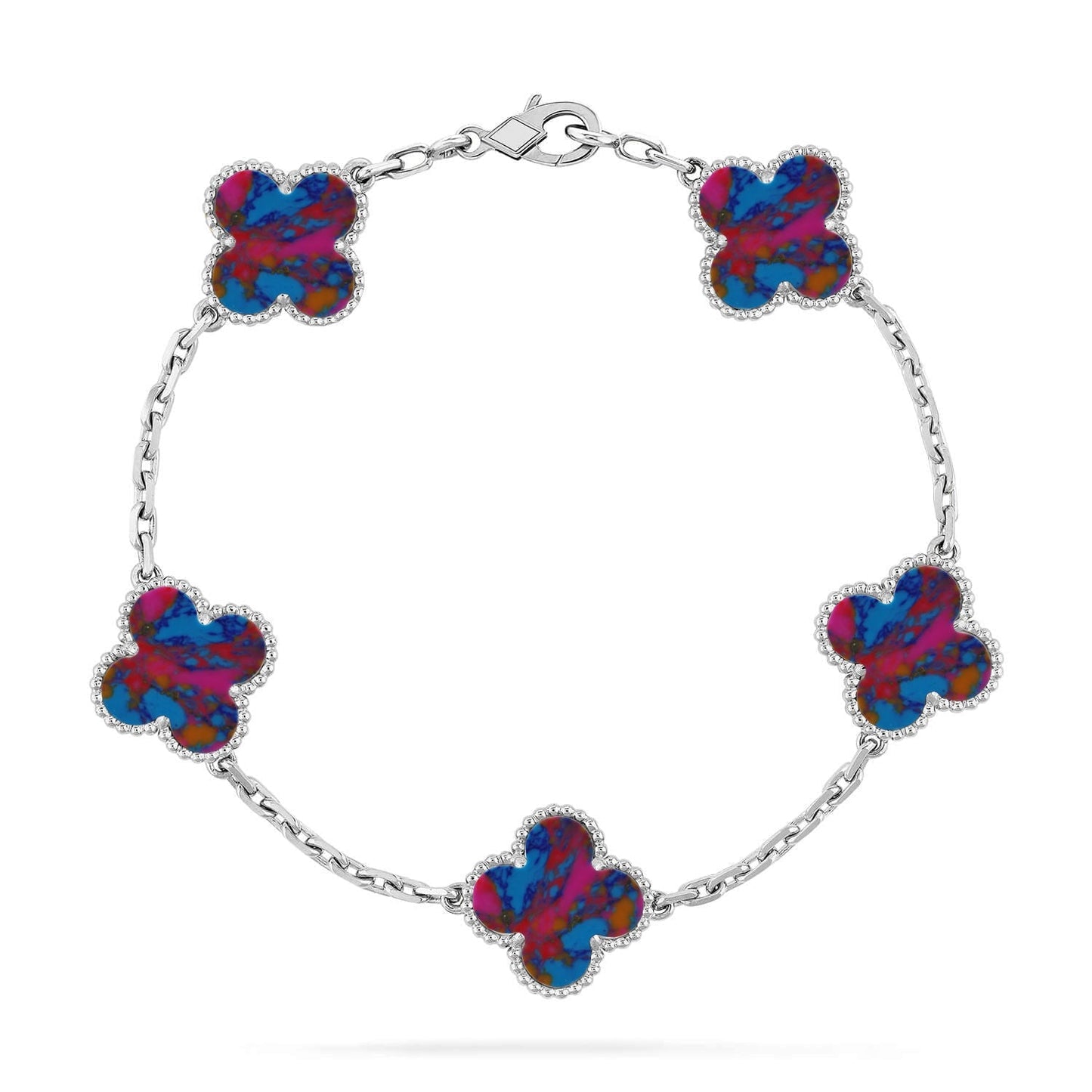 [AURORA]CLOVER 5 MOTIF COLOR GEMSTONES BRACELET COLLECTION