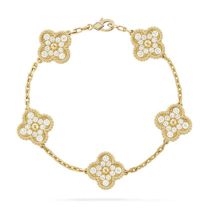 [AURORA]CLOVER 5 MOTIF FULL DIAMOND BRACELET COLLECTION