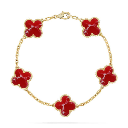 [AURORA]CLOVER 5 MOTIF RED PATTERN BRACELET COLLECTION