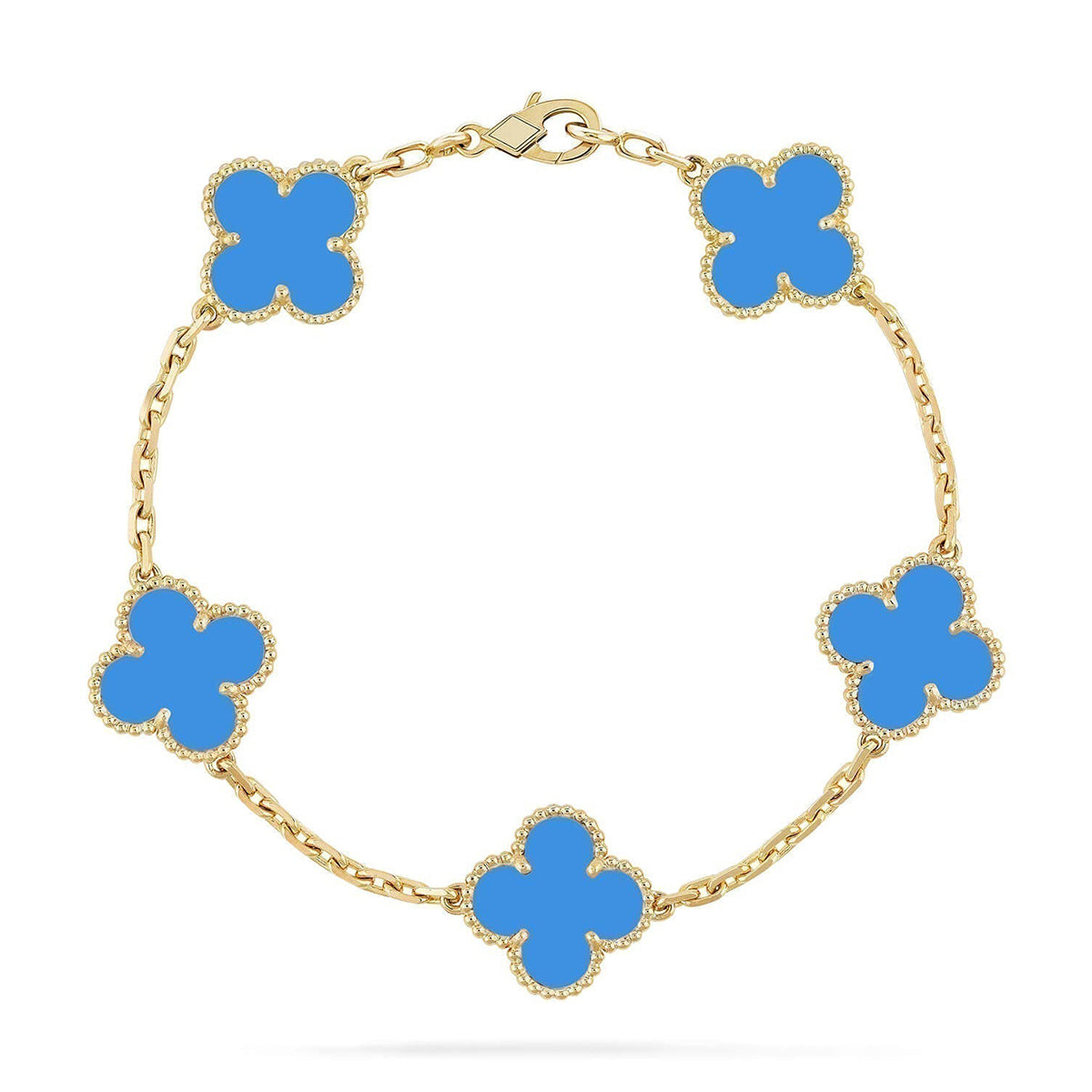 [AURORA] CLOVER 5 MOTIF BLUE AGATE BRACELET COLLECTION