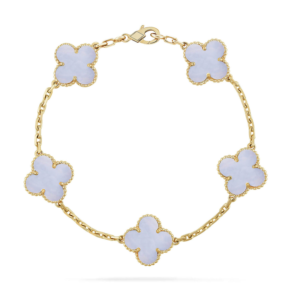 [AURORA] CLOVER 5 MOTIF PURPLE CHALCEDONY BRACELET COLLECTION