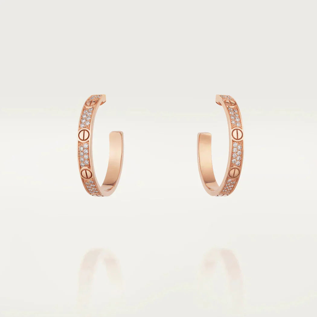 [Baslove]LOVE DIAMOND PINK GOLD HOOP EARRINGS