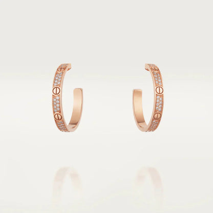 [Baslove]LOVE DIAMOND PINK GOLD HOOP EARRINGS