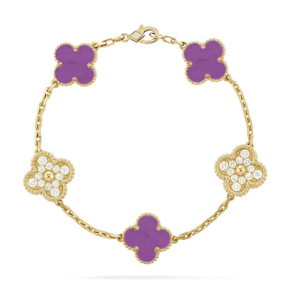 [AURORA] CLOVER 5 MOTIF VIOLET BRACELET COLLECTION