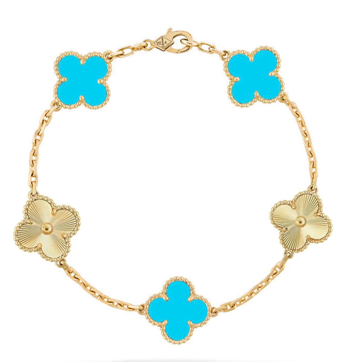 [AURORA] CLOVER 5 MOTIF TURQUOISE BRACELET COLLECTION