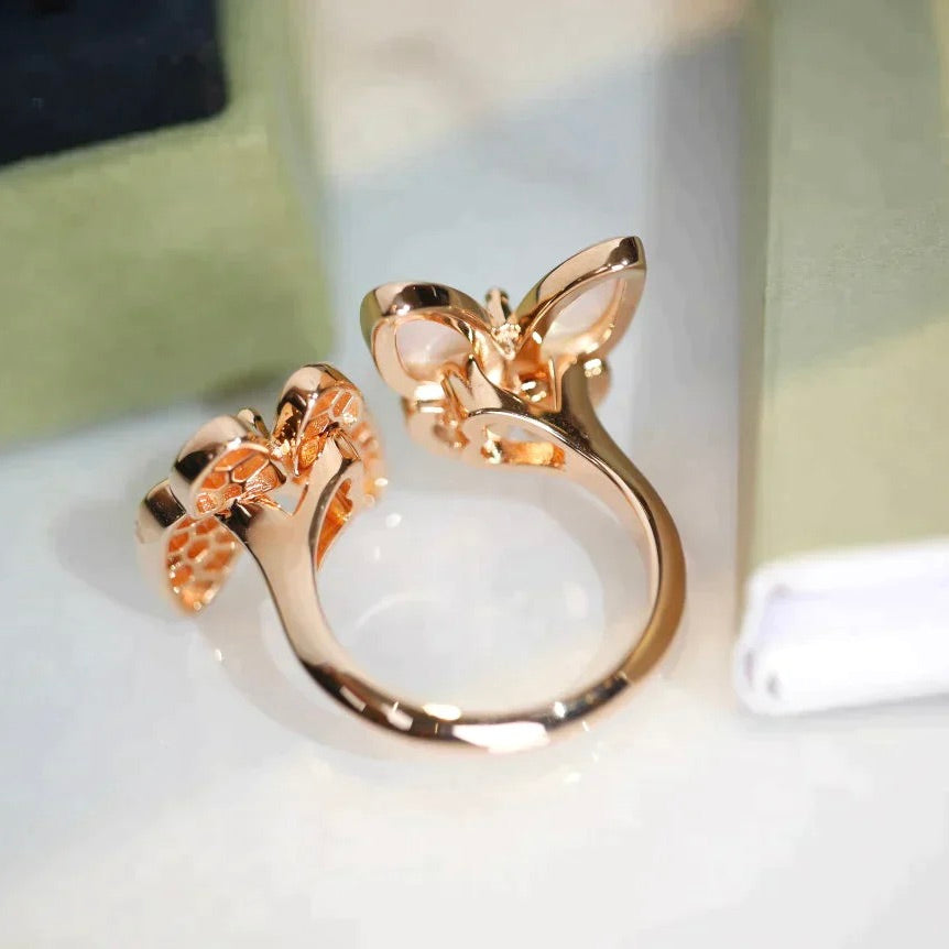 [Baslove]TWIN BUTTERFLY DIAMOND MOP RING