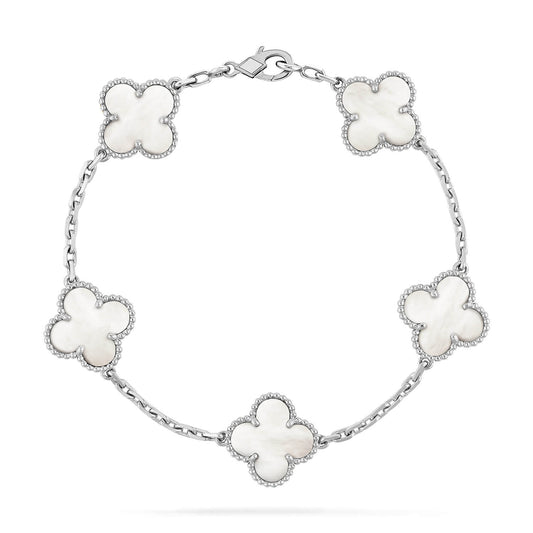 [baslovejewels]CLOVER SILVER MOP 5 MOTIF BRACELET