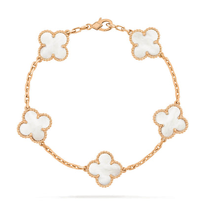 [baslovejewels]CLOVER  5 MOTIF WHITE MOP BRACELET