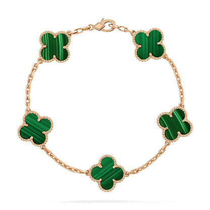 [Baslove]CLOVER 5 MOTIFS MALACHITE BRACELET