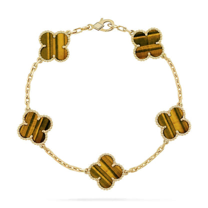 [baslovejewels]CLOVER  5 MOTIFS TIGER EYE BRACELET
