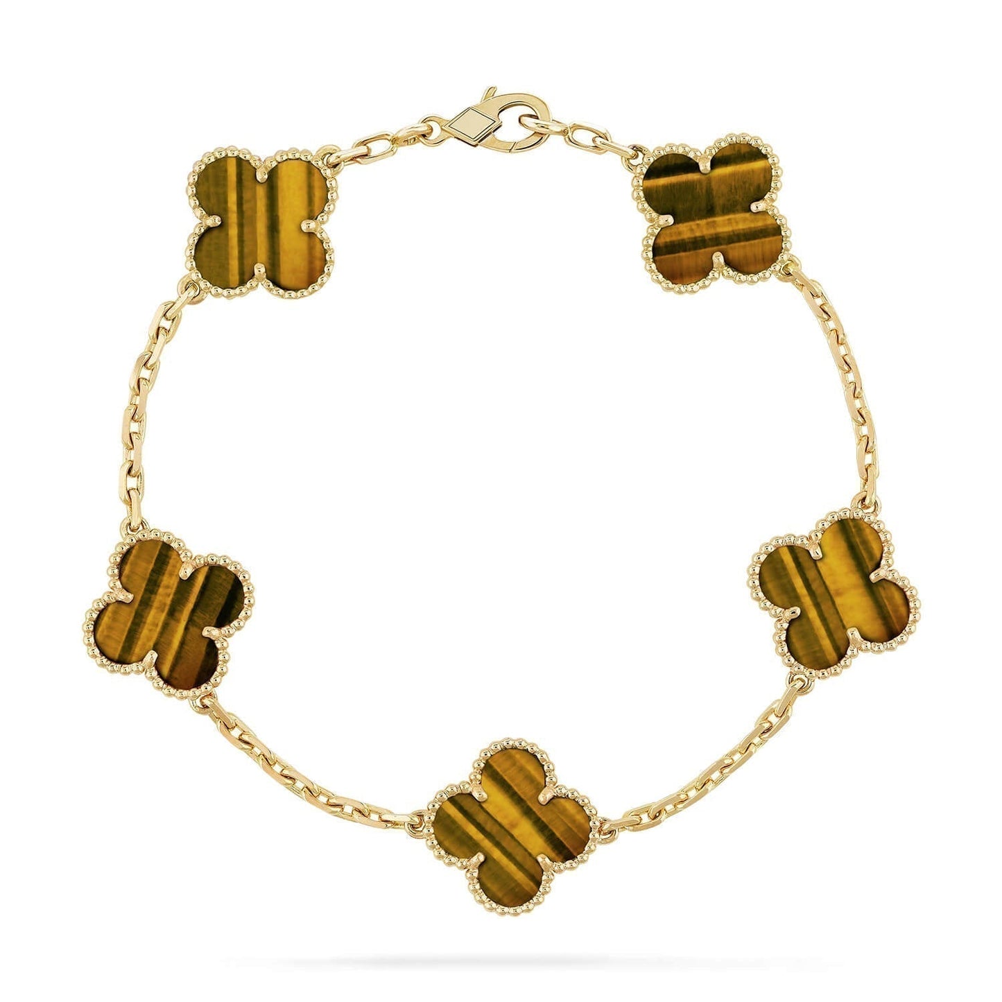 [Baslove]CLOVER  5 MOTIFS TIGER EYE BRACELET