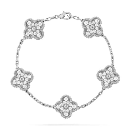 [Baslove]CLOVER 5 MOTIFS  DIAMOND BRACELET SILVER