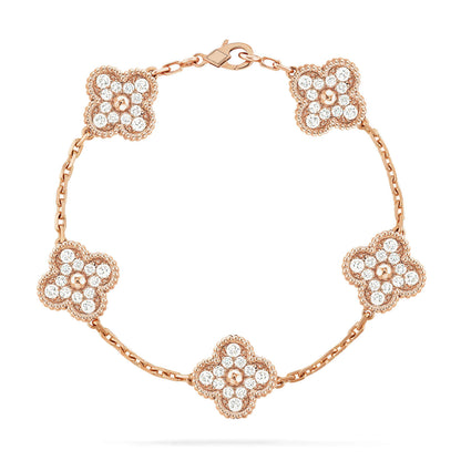 [Baslove]CLOVER 5 MOTIFS  FULL DIAMOND BRACELET