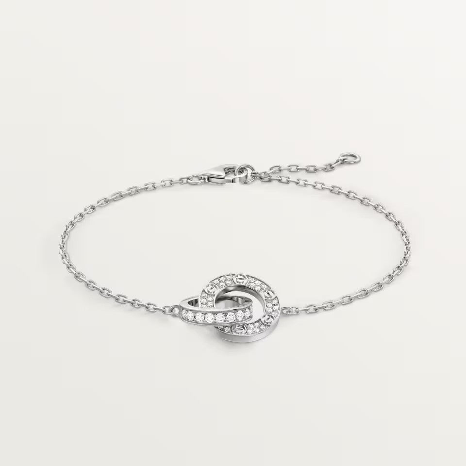 [AURORA]LOVE DOUBLE RING FULL DIAMOND BRACELET