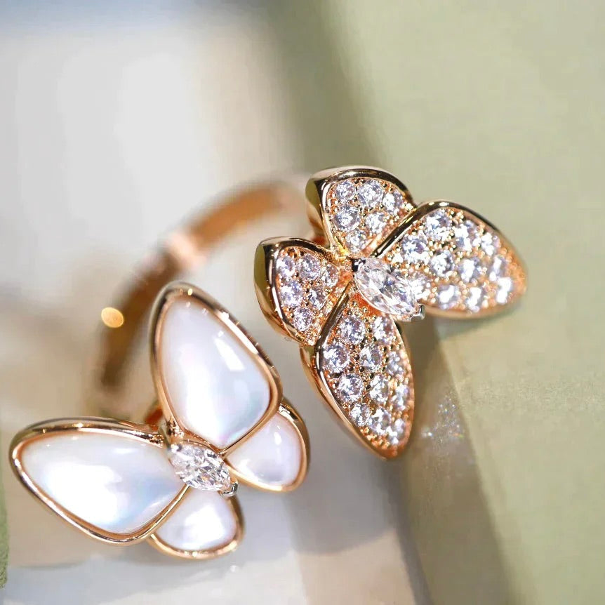 [Baslove]TWIN BUTTERFLY DIAMOND MOP RING