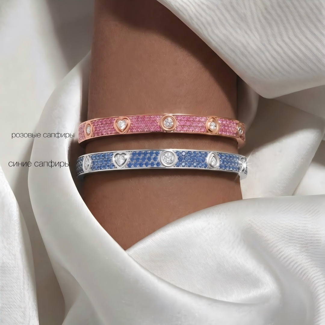 [Okajuri Jewelry]2026 PAVE GEMSTONE LOVE BRACELET 6.1MM 10 DIAMONDS