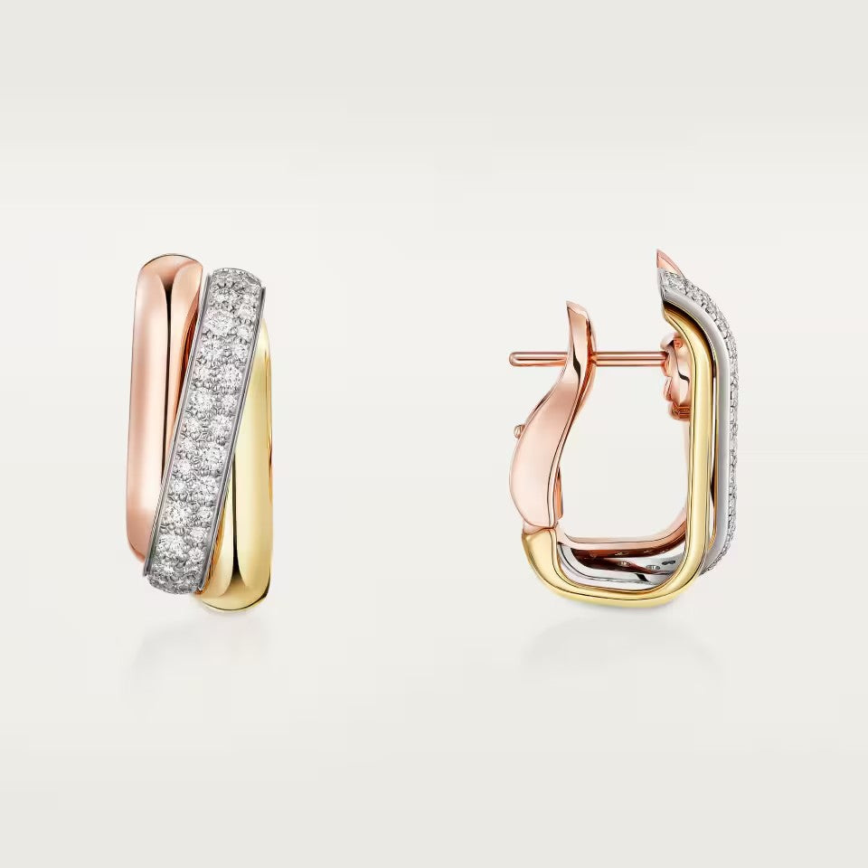 [AURORA]TRINITY HALF DIAMOND  CUSHION EARRINGS