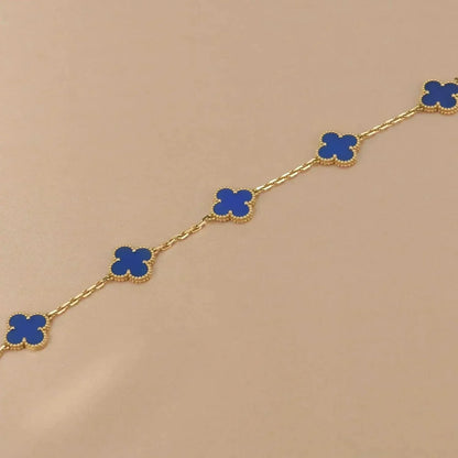 [Baslove]CLOVER 5 MOTIFS BLUE AGATE BRACELET