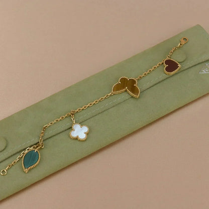 [Baslove]LUCKY SPRING 5 MOTIF GOLD BRACELET