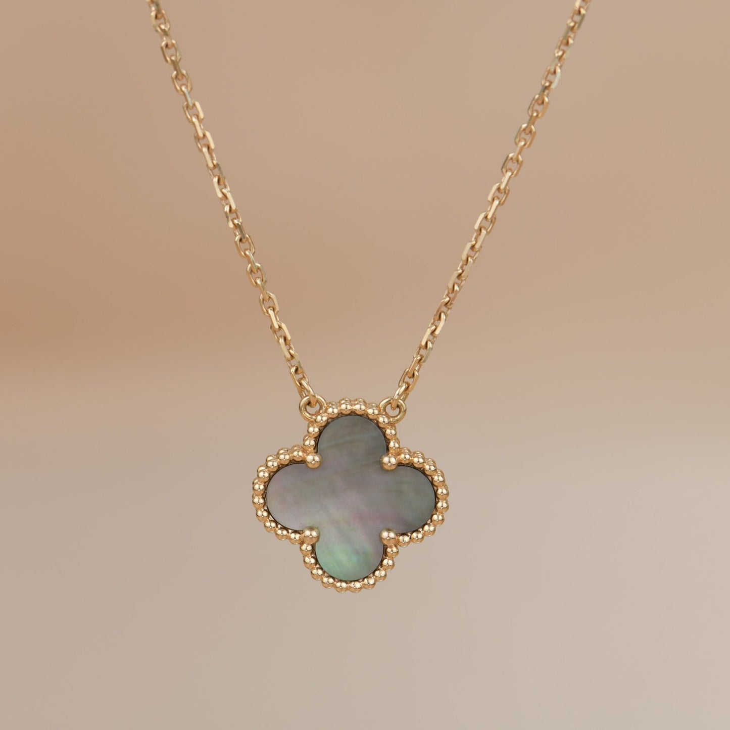 [Baslove]CLOVER 15MM  GRAY MOTHER OF PEARL NECKLACE