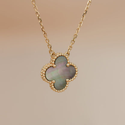 [Baslove]CLOVER 15MM  GRAY MOTHER OF PEARL NECKLACE