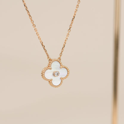 [Baslove]CLOVER 15MM DIAMOND WHITE FRITILLARIA NECKLACE