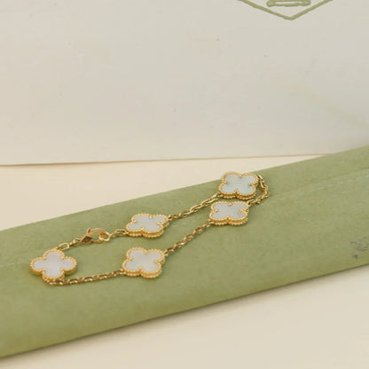[AURORA]CLOVER WHITE PEARL MOP 5 MOTIF BRACELET COLLECTION
