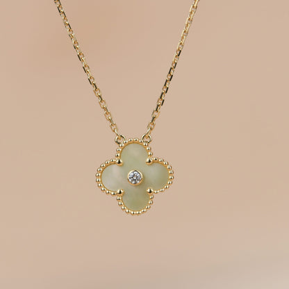 [Baslove]CLOVER 15MM DIAMOND GOLD MOTHER OF PEARL NECKLACE