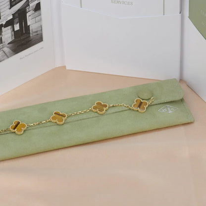 [AURORA]CLOVER 5 MOTIFS TIGER EYE BRACELET COLLECTION