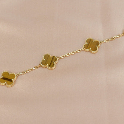 [Baslove]CLOVER  5 MOTIFS TIGER EYE BRACELET