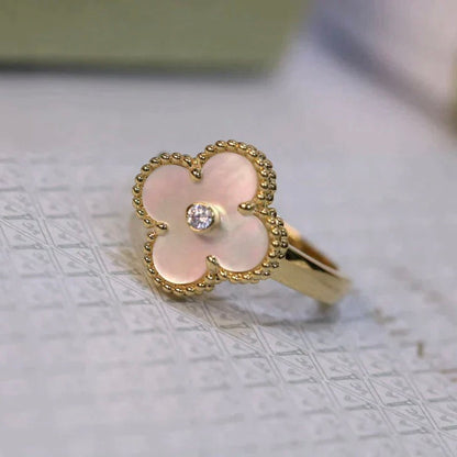 [Baslove]CLOVER PINK MOP RING GOLD DIAMOND